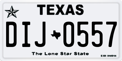 TX license plate DIJ0557