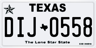TX license plate DIJ0558