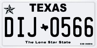 TX license plate DIJ0566