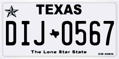 TX license plate DIJ0567