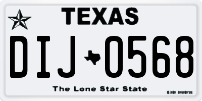 TX license plate DIJ0568