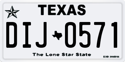 TX license plate DIJ0571
