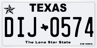 TX license plate DIJ0574
