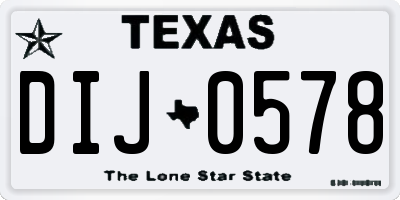 TX license plate DIJ0578