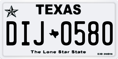 TX license plate DIJ0580
