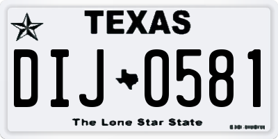 TX license plate DIJ0581