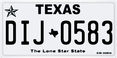 TX license plate DIJ0583