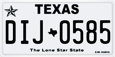 TX license plate DIJ0585