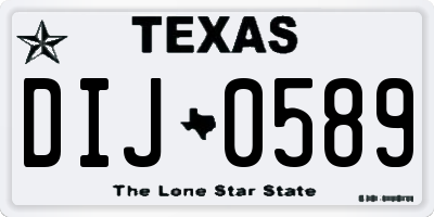 TX license plate DIJ0589