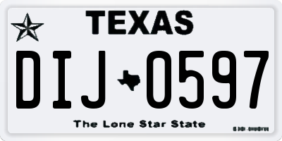 TX license plate DIJ0597