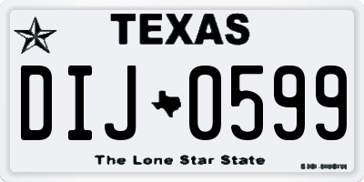 TX license plate DIJ0599