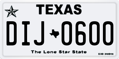 TX license plate DIJ0600
