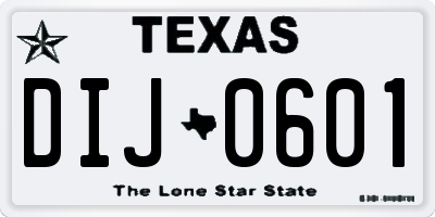 TX license plate DIJ0601