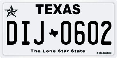 TX license plate DIJ0602