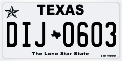 TX license plate DIJ0603