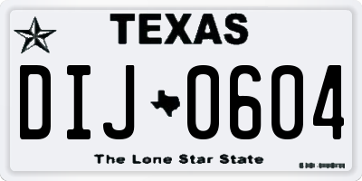 TX license plate DIJ0604