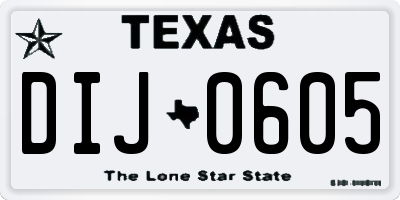 TX license plate DIJ0605