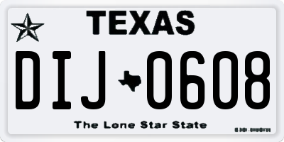 TX license plate DIJ0608