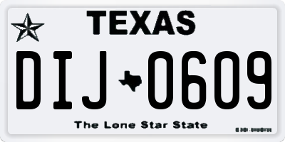 TX license plate DIJ0609