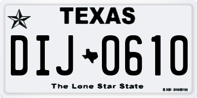 TX license plate DIJ0610