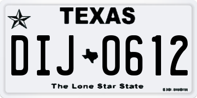 TX license plate DIJ0612