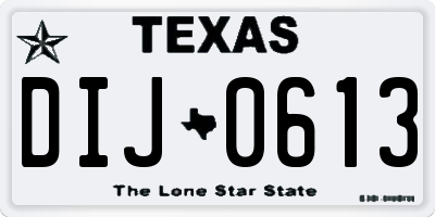 TX license plate DIJ0613