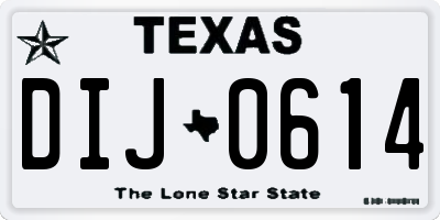 TX license plate DIJ0614