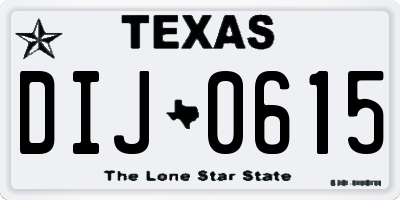 TX license plate DIJ0615