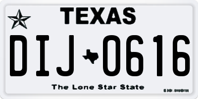 TX license plate DIJ0616