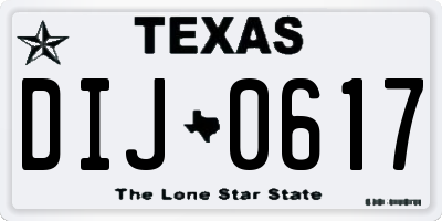 TX license plate DIJ0617