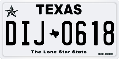 TX license plate DIJ0618