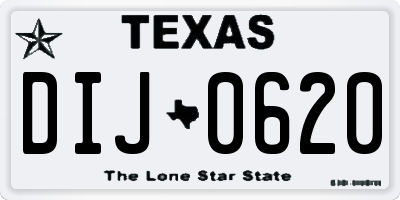 TX license plate DIJ0620