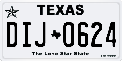TX license plate DIJ0624