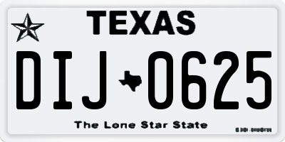 TX license plate DIJ0625
