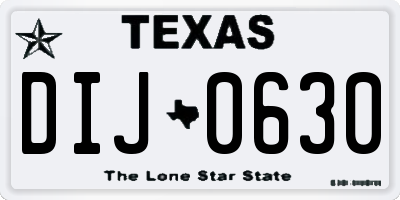 TX license plate DIJ0630
