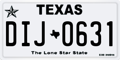 TX license plate DIJ0631