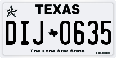 TX license plate DIJ0635