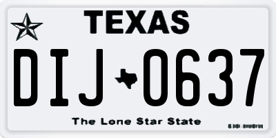 TX license plate DIJ0637