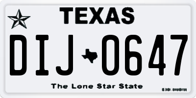 TX license plate DIJ0647