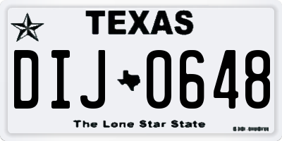 TX license plate DIJ0648