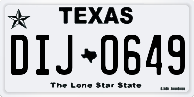 TX license plate DIJ0649