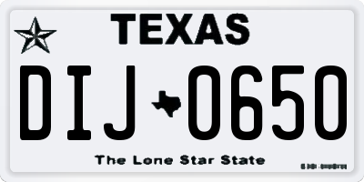TX license plate DIJ0650