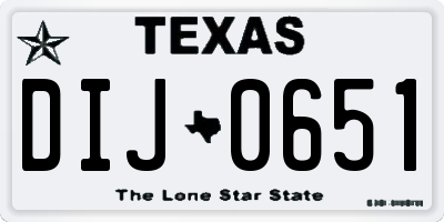 TX license plate DIJ0651