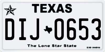 TX license plate DIJ0653