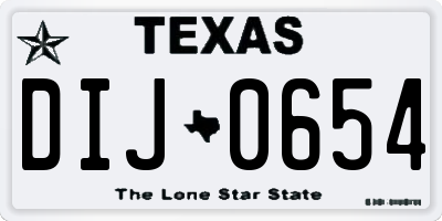 TX license plate DIJ0654