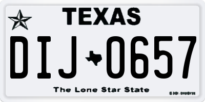 TX license plate DIJ0657