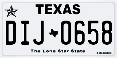 TX license plate DIJ0658