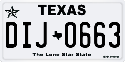 TX license plate DIJ0663