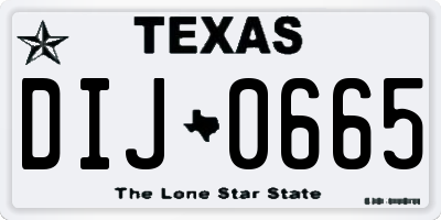 TX license plate DIJ0665