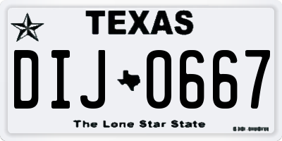 TX license plate DIJ0667